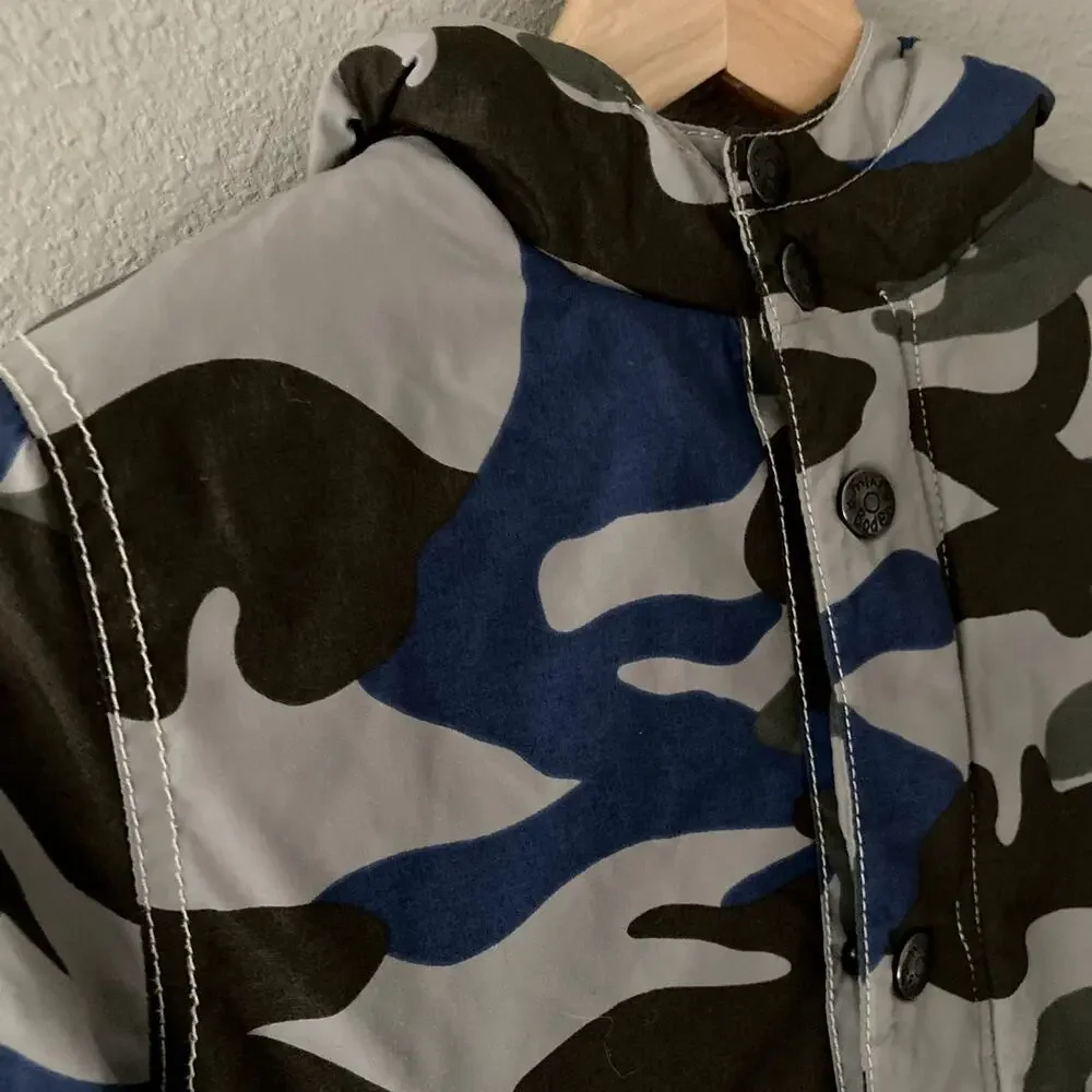 Mini Boden Camo Winter Jacket - Fleece Lined - Gray Blue Green - 5-6
